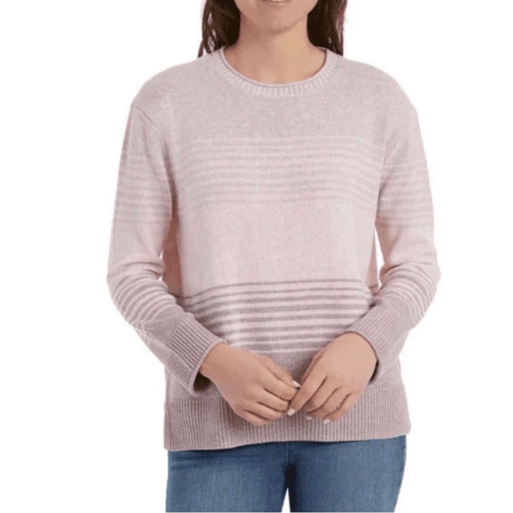 Ella Moss Pink Gradient Stripe Crew Neck Sweater | Size M | NWT